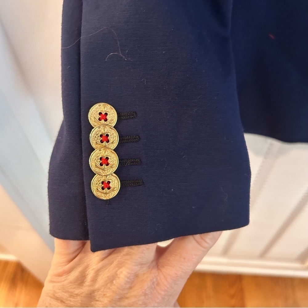 J.Mclaughlin Warrington Blazer Navy Blue Women's Blazer red collar - Picture 5 of 9